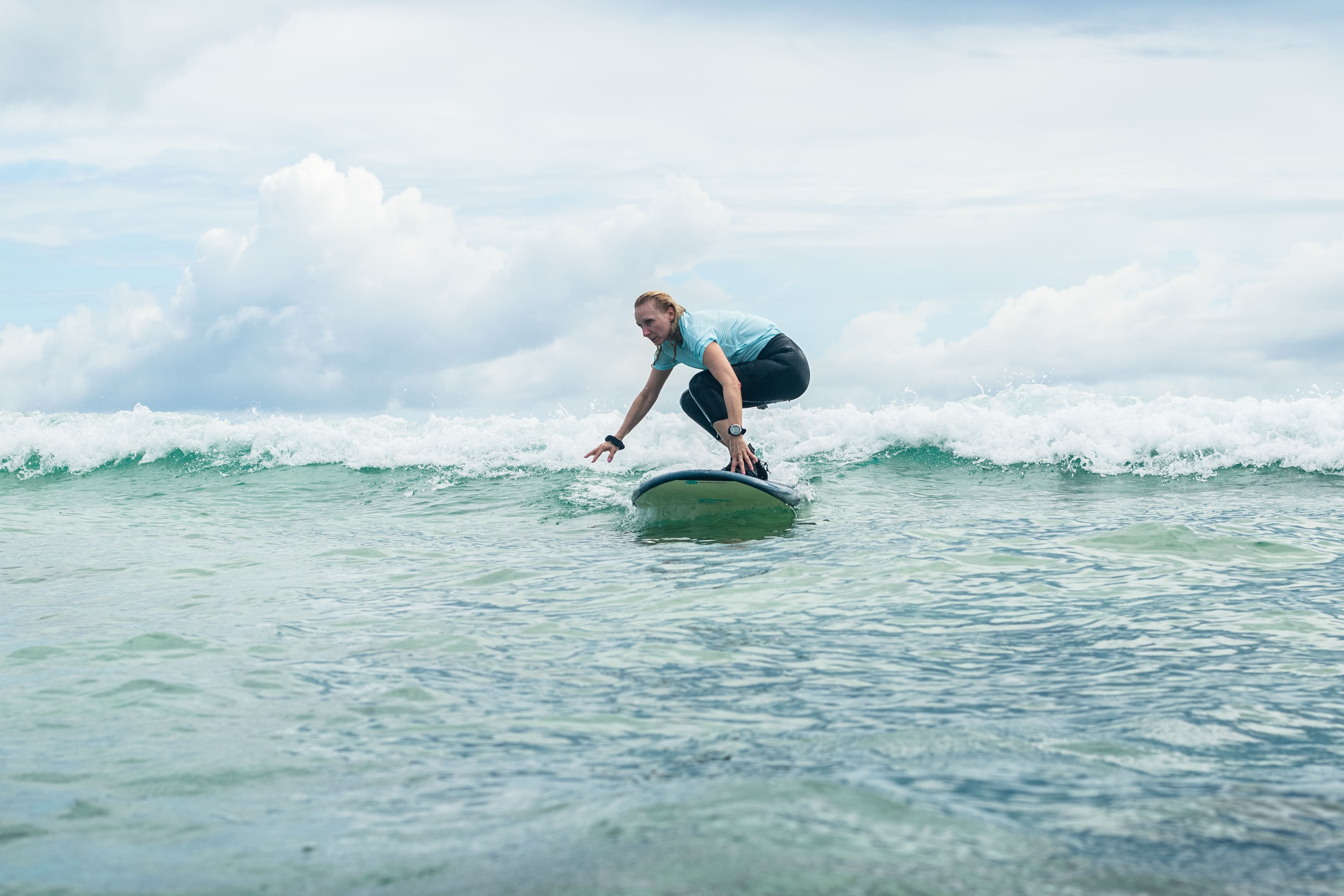Surfing lesson in the water