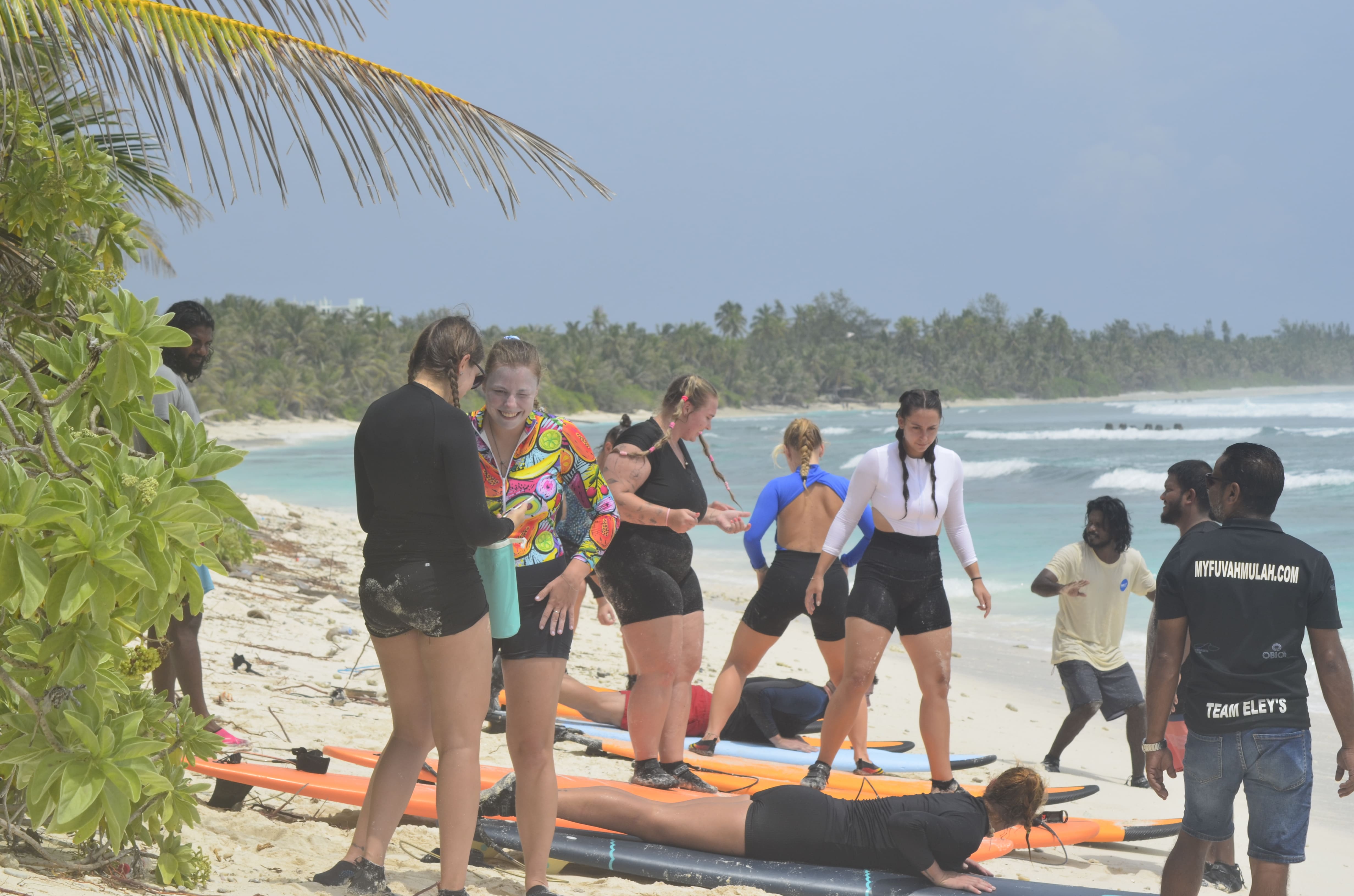 Student practicing surf techniques