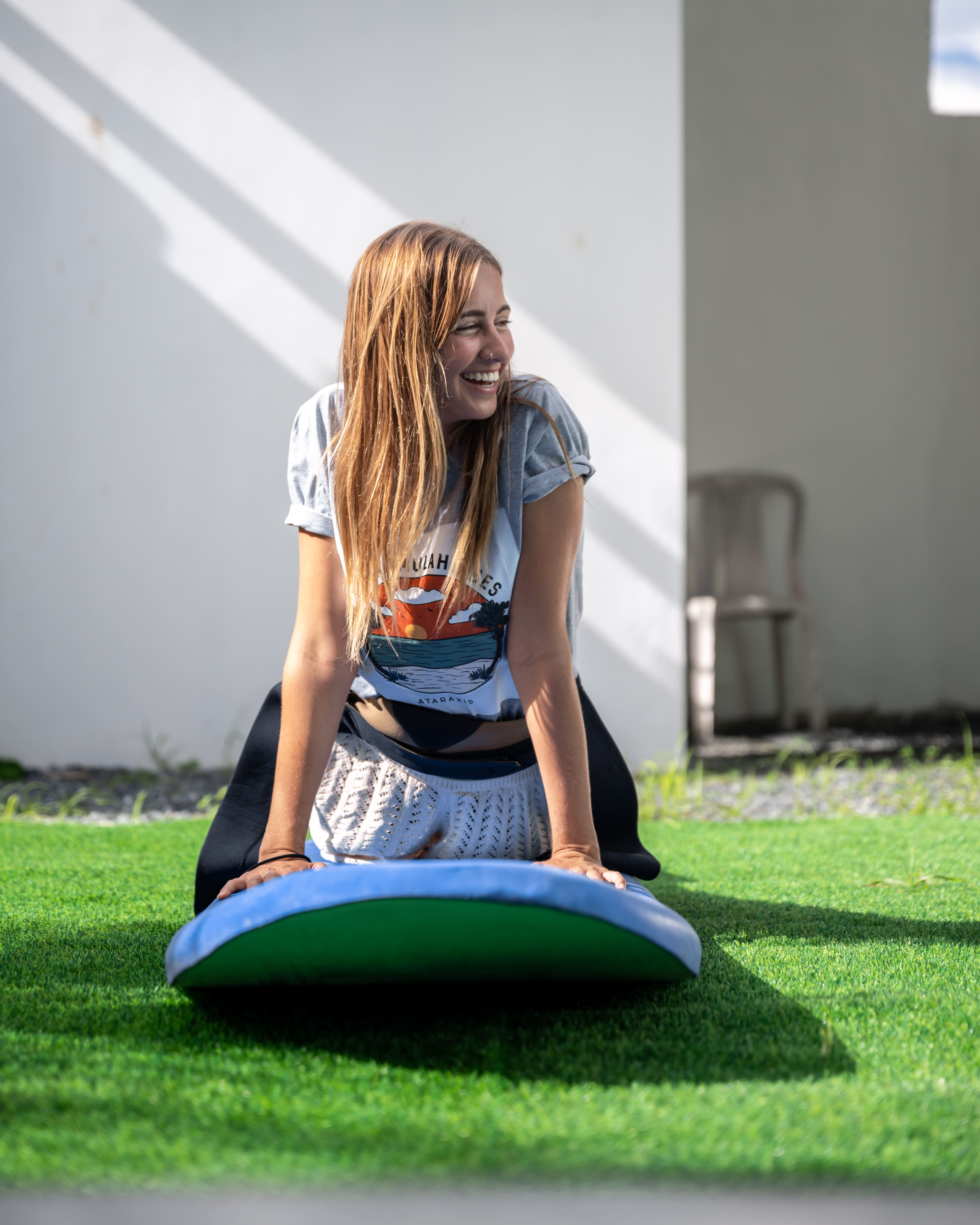 Student practicing surf techniques